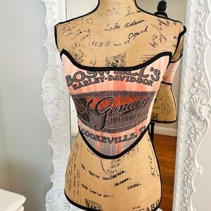 New York Couture Reworked Harley Davidson Orange Tie Dye Motorcycle Corset Top
